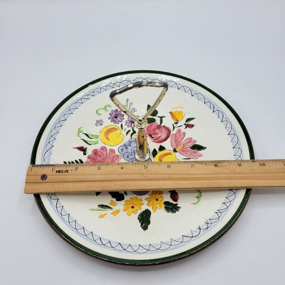 Vintage Stangl Pottery Tidbit Centerpiece Tray Handpainted Fruit And Flowers - Picture 6 of 9